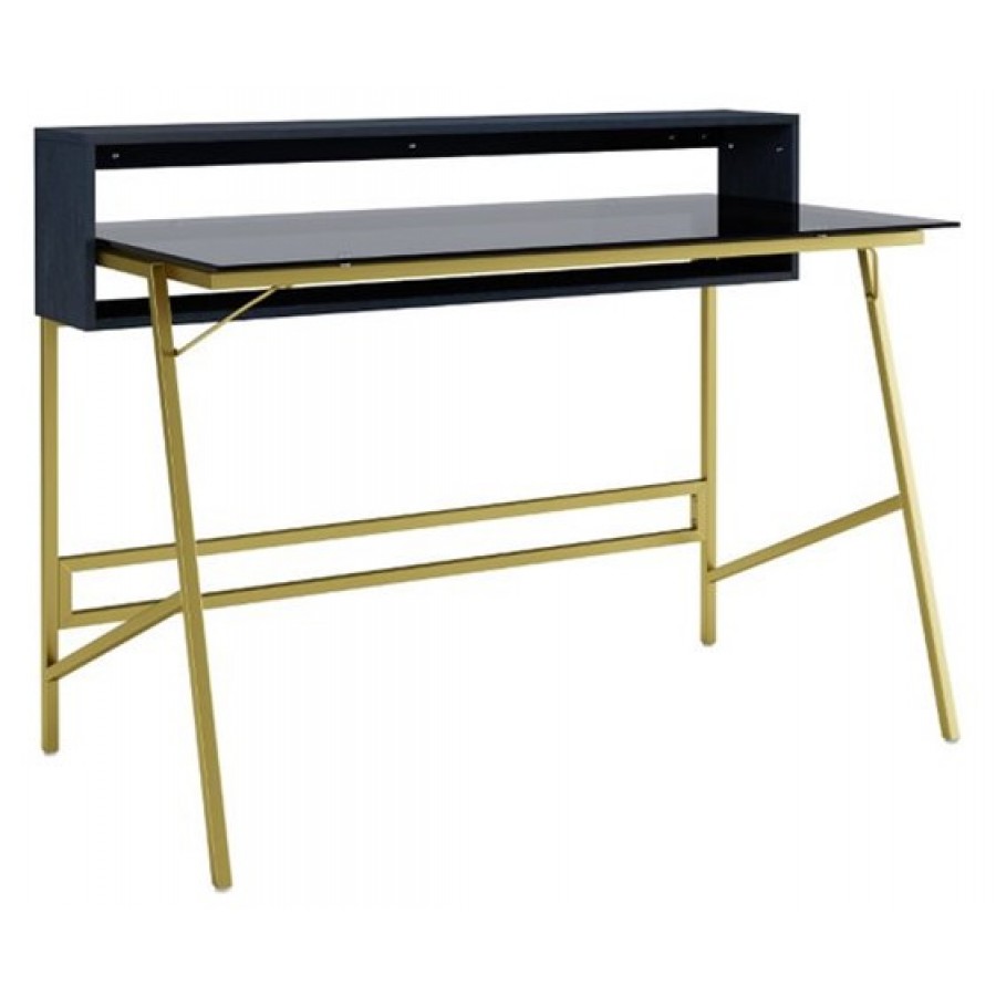 Morgan Black and Gold Smoked Glass Desk
